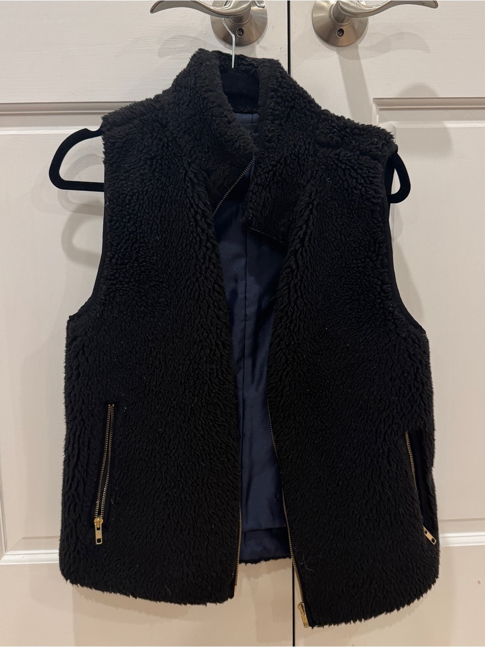 J. crew Women's Black Sherpa Zip-Front Vest